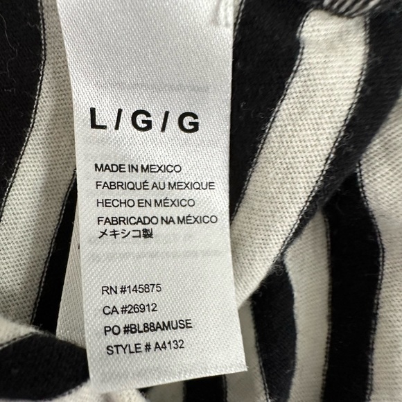 Amuse Society Honey Striped Long Sleeve Cropped Top Shirt Black Off White Large - Picture 12 of 16